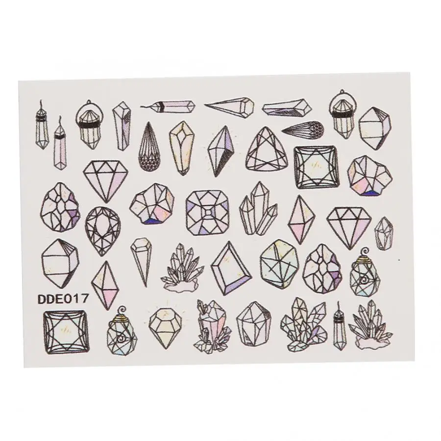 3 листа декоративных наклеек для дизайна ногтей самоклеящиеся 5D наклейки