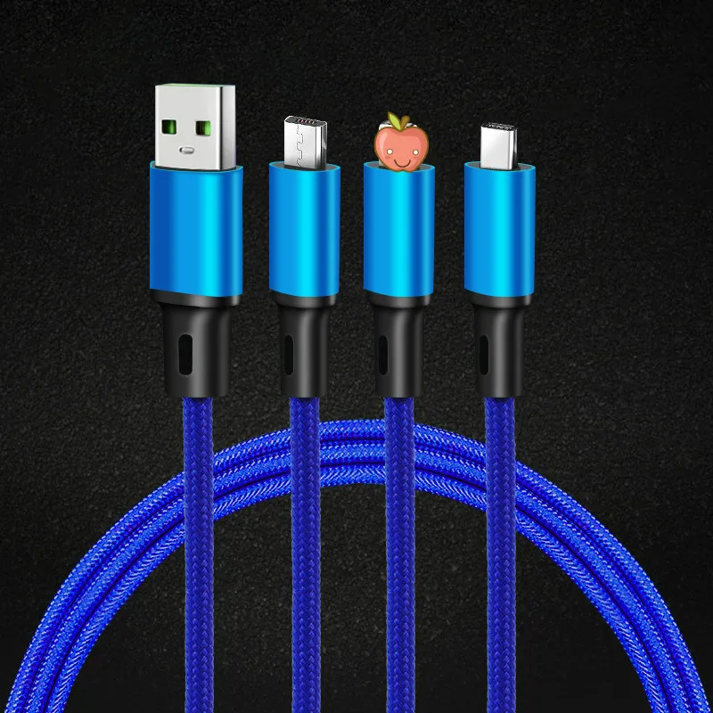 Usb один для трех тип c мобильный телефон зарядка оплетка подходит Iphone три в одном