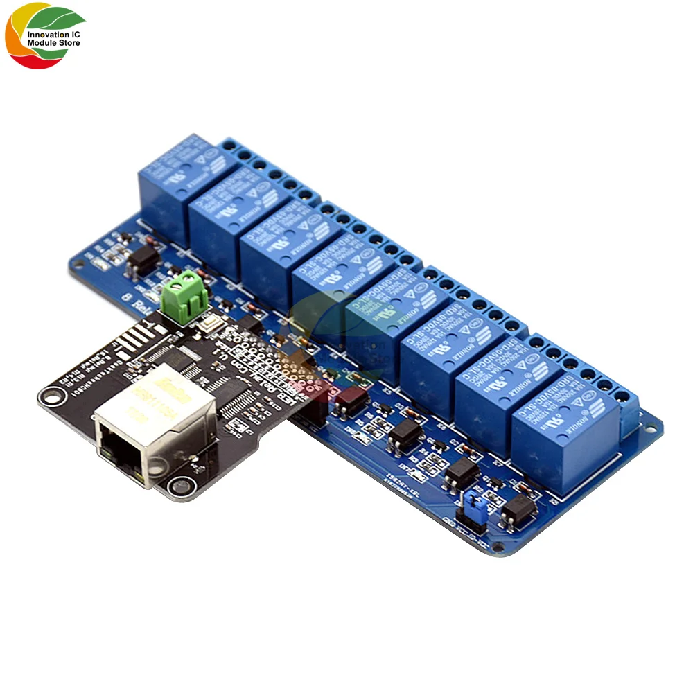 

Ziqqucu Ethernet Control Module LAN WAN Network WEB Server RJ45 Port+8Channel Relay Ethernet Controller Board