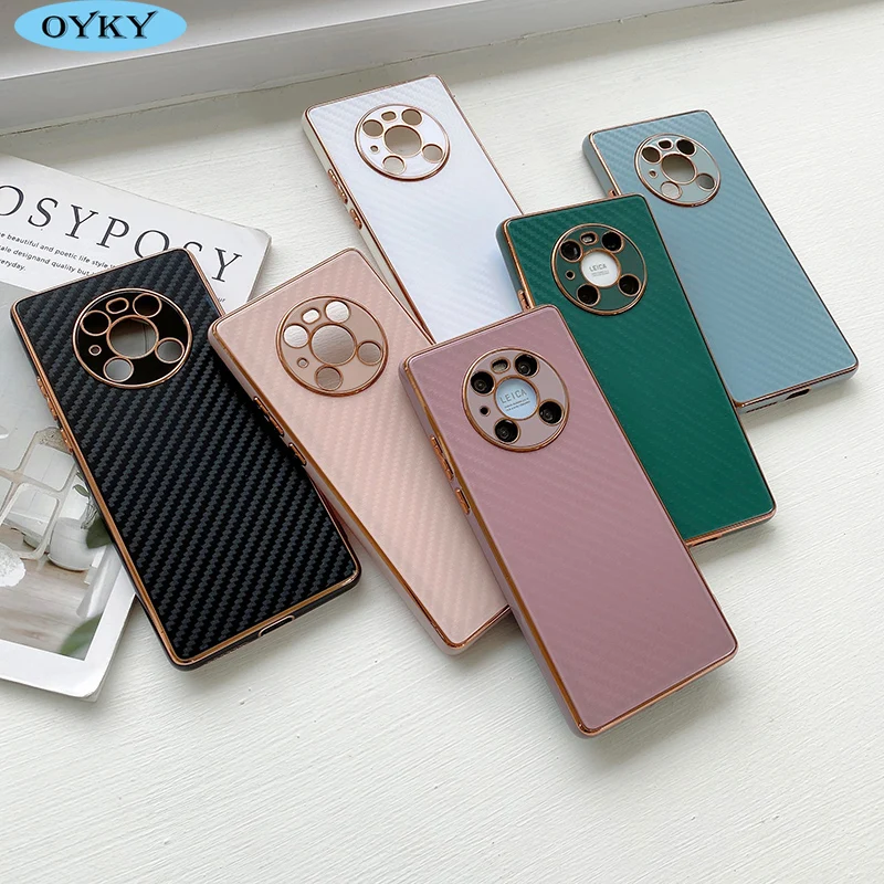 

OYKY Protective Back Cover For Huawei Nova 9 8 7 Mate 40 30 20 P 50 40 Pro Plus TPU Bumper Electroplating Fashion Phone Case