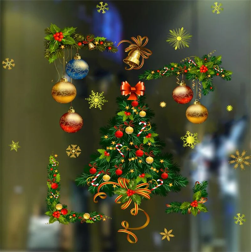 2021 воздушный шар, рождественская елка, украшение на стену, украшение на окно, стекло, настенная наклейка, рождественские украшения, художест...