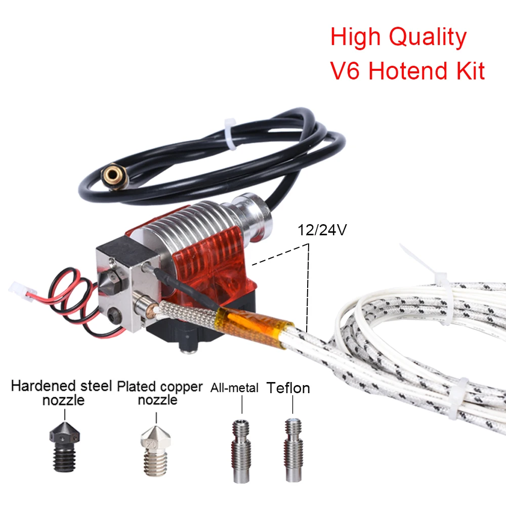 V6 j-головка Hotend экструдер для E3D V6 Боуден экструдер покрытый медным блоком закаленная стальная насадка+ вентилятор охлаждения PTFE части 3d принтера