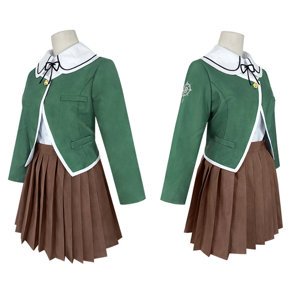 Danganronpa Fujisaki Chihiro Cosplay Women School Uniform Coat Shirt Dress Outfit Anime Costumes and Wig Halloween |