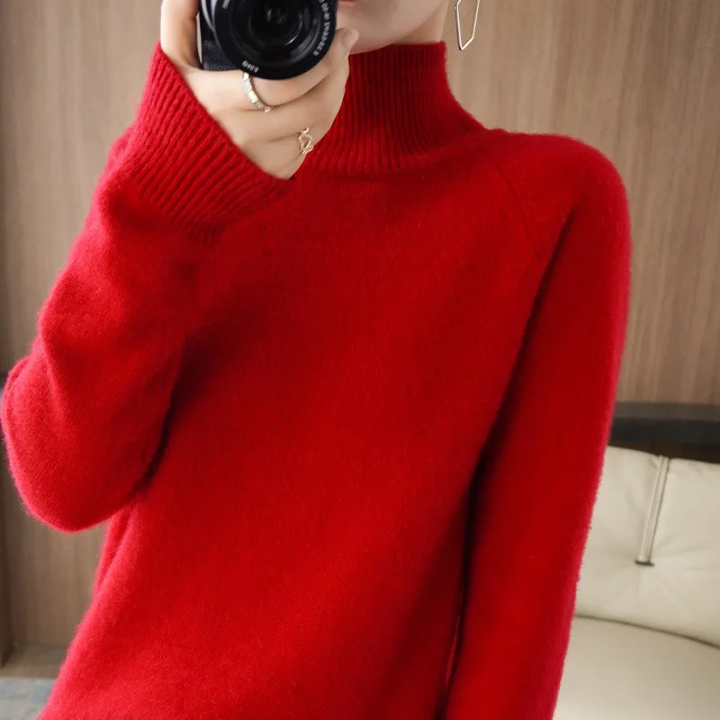 

Lafarvie Fashion Wool Blend Poleras Mujer Sweter Jumpers Ropa Invierno 2021 Oversized Knit Top Turtleneck Sweater Women Pullover