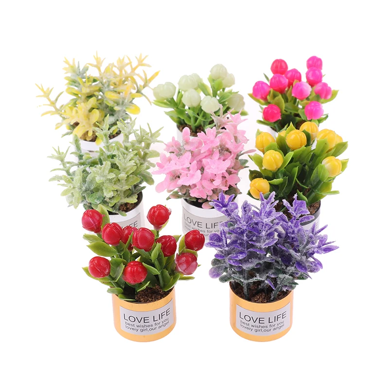 

1 шт. 1:12 кукольный домик мини-Утюг горшечные растения горшок бледно-лиловый растение для домашнего сада декор кукольный домик коллекция дет...