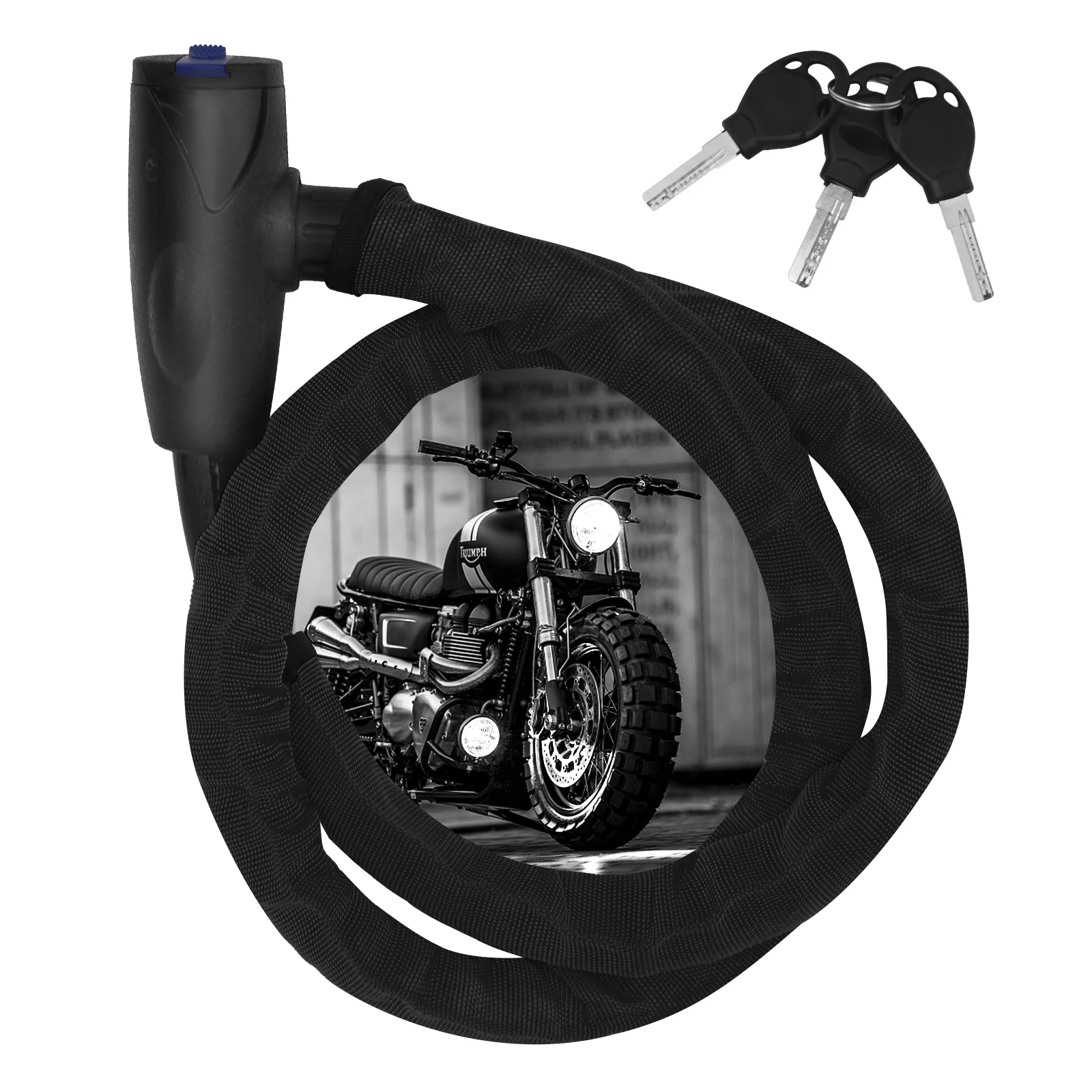 

Heavy Duty Bike Chain Lock Bicycle Disc Lock Scooter Motorcycle Cable Lock With 3 Keys
