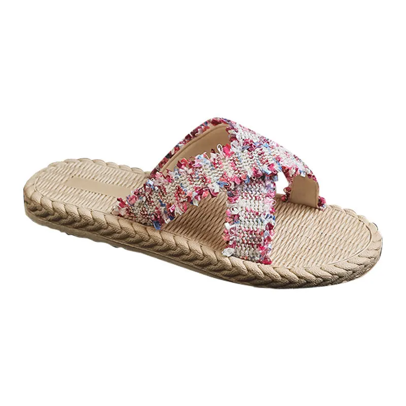 

Women Slippers Non-slip Home Sandals Summer 2021 New Fashion Outdoor Slippers Women Cloth-Material Shoes Beach Casual Flat Heel