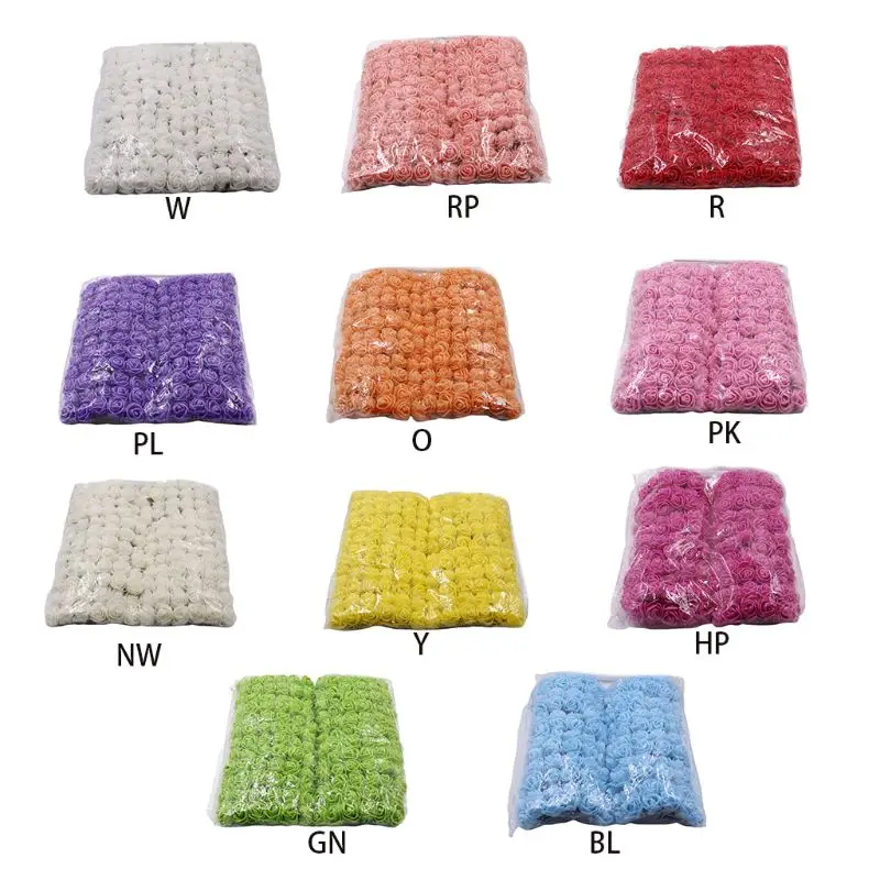 

144Pcs/Pack 2.5cm Mini PE Foam Gauze Artificial Rose Flower Head DIY Craft Wedding Bouquets Bridal Shower Party Home