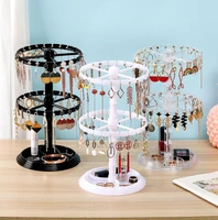 rotating jewelry organizer plastic clear display stand rack bedroom storage holder shelf for earrings necklace bracelet pendant