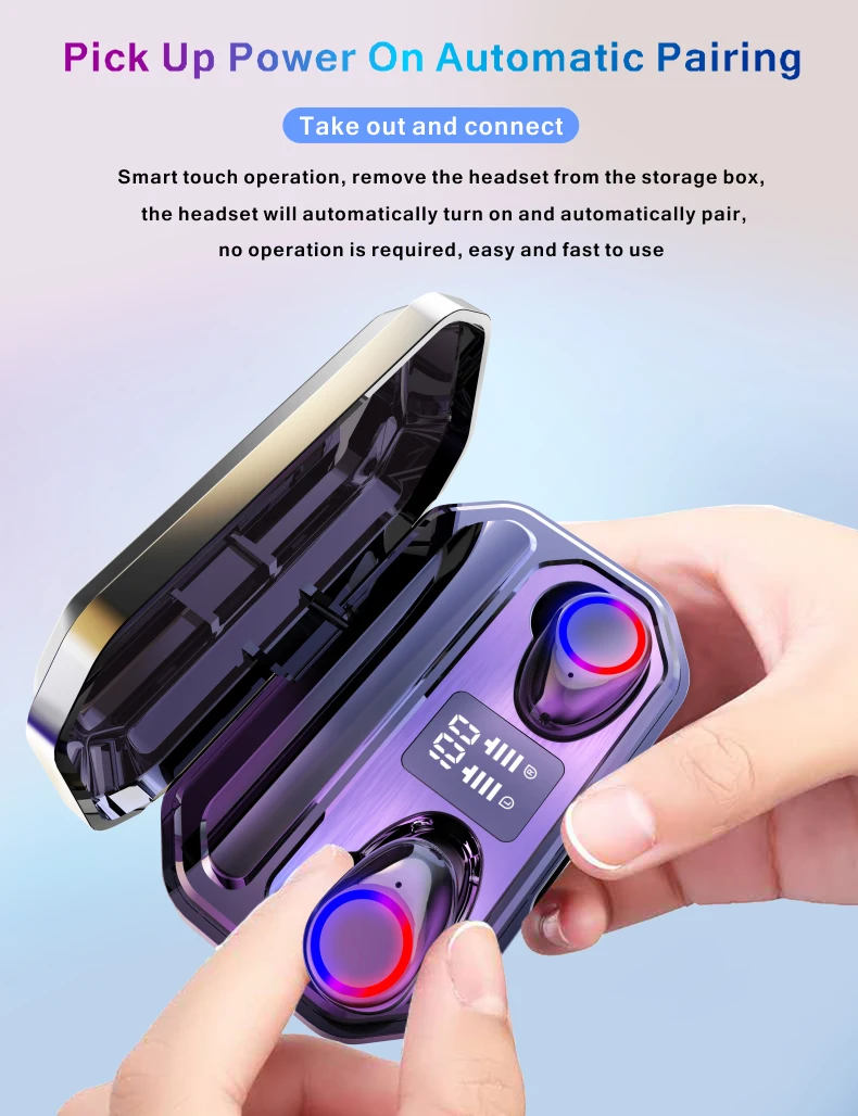 

9D HIFI Mini Wireless Bluetooth Earbuds Earphone Stereo Sports Digital Display Headset