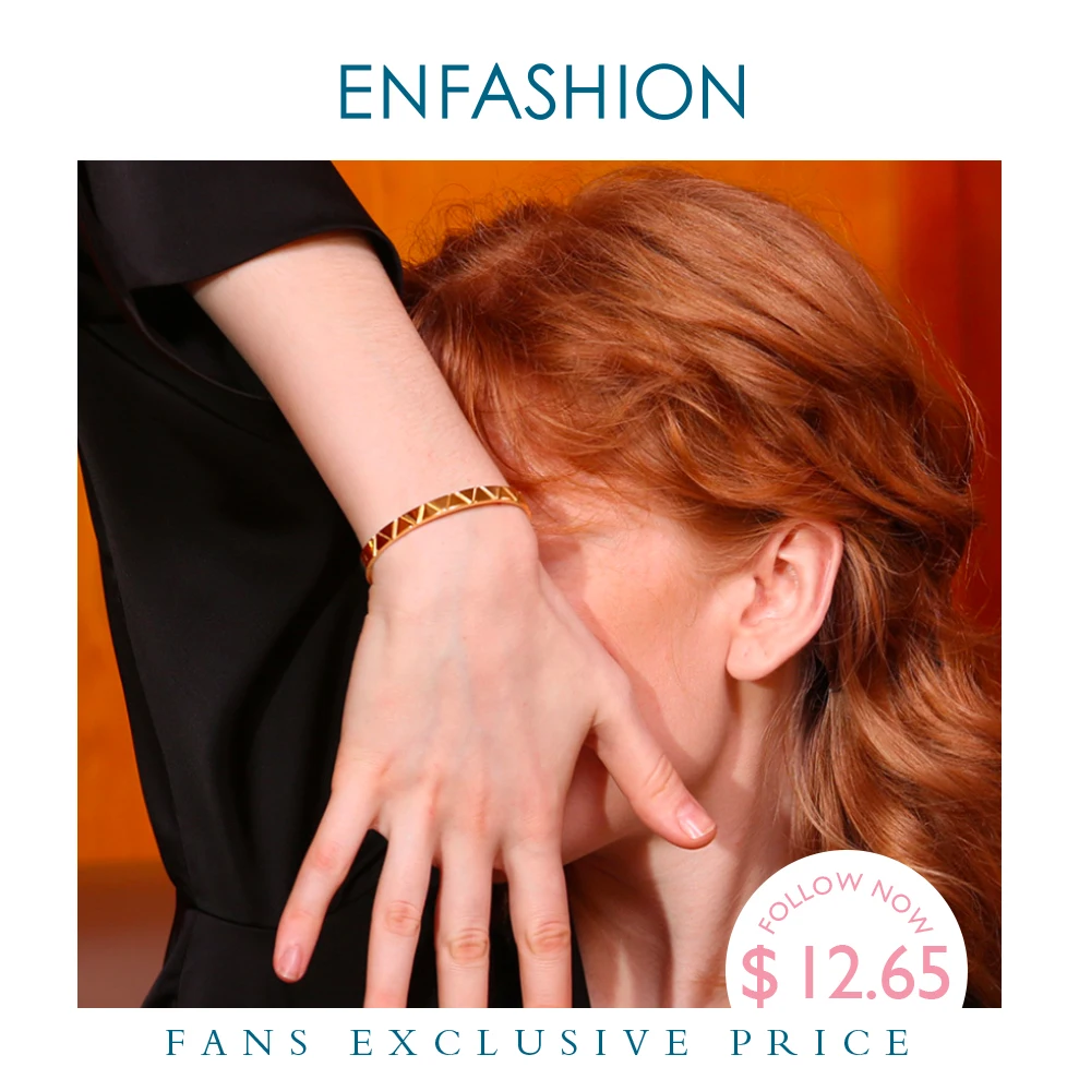 ENFASHION браслеты манжеты из нержавеющей стали для женщин золотого цвета простой