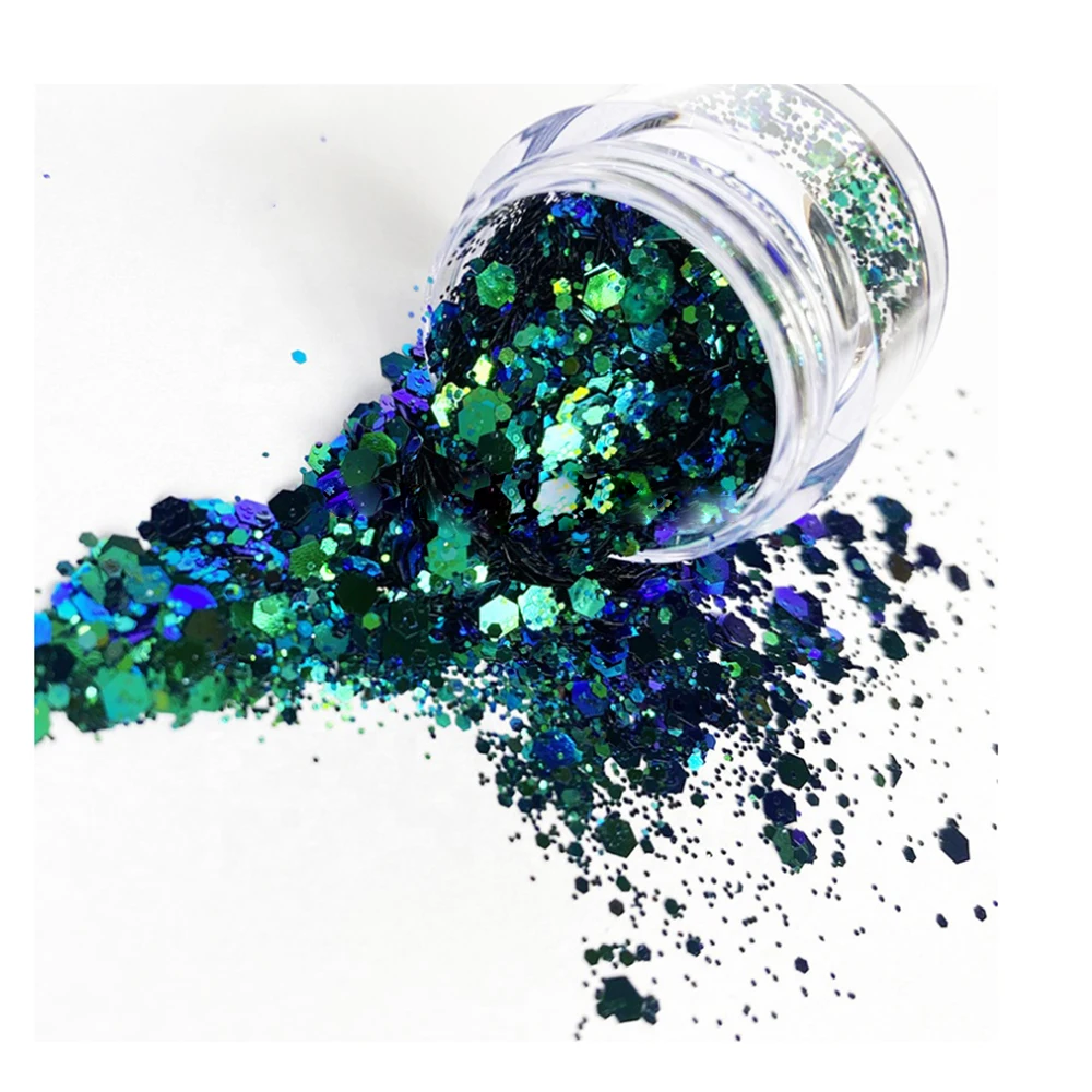 

5g/Bottle Chameleon Hexagon Nail Glitter Paillette 3Mixed Size PET Diamond Bottle 13Colors Manicure Laser Nail Glitter Paillette