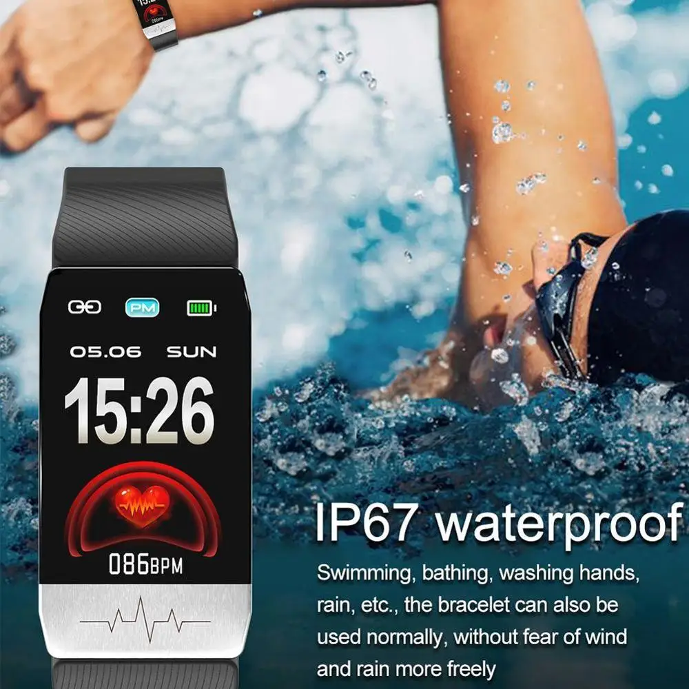 T1 Smart Watch Band With Temperature Immune Measure Blood Forecast Monitor ECG Heart Pressure Weather Remind Drinking Rate R5U6 |