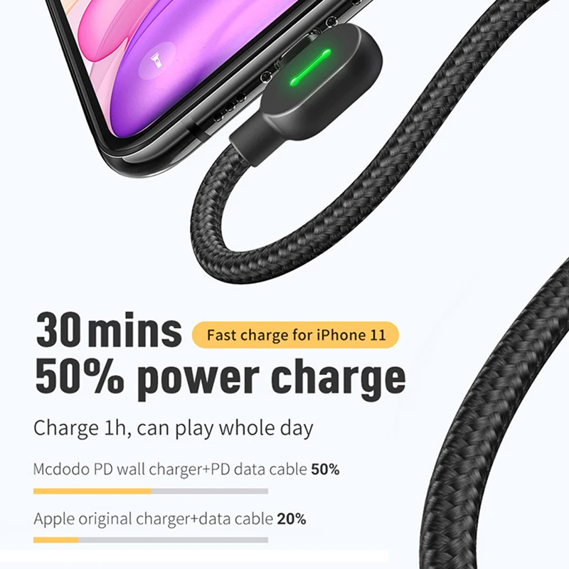 Mcdodo USB C для IPhone Lightning 12 11 Pro XS Max XR X 8 36 Вт PD Type LED быстрое зарядное устройство кабель
