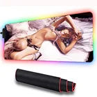 Игровой коврик для мыши XGZ, Сексуальная аниме-девушка RGB, большой размер, Нескользящий Резиновый коврик для компьютерного стола с блокировкой CSGO, светодиодной подсветкой, коврик для мыши