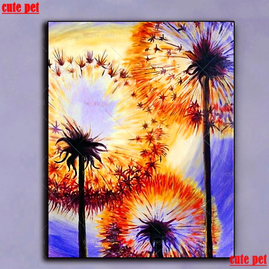 

DIY Diamond Painting Abstract painting dandelion plant 5D puzzle Full Square Painting Cross Stitch Rhinestones Mosaic Home Decor
