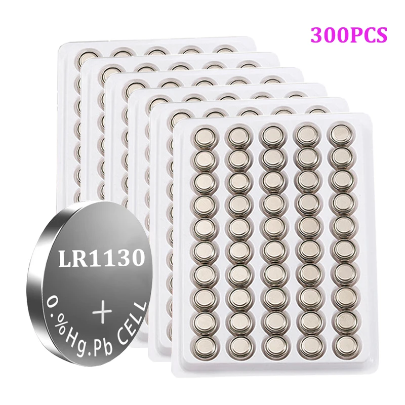 

300 шт., кнопочные батарейки AG10 LR1130 1,5 SR1130 389 LR54