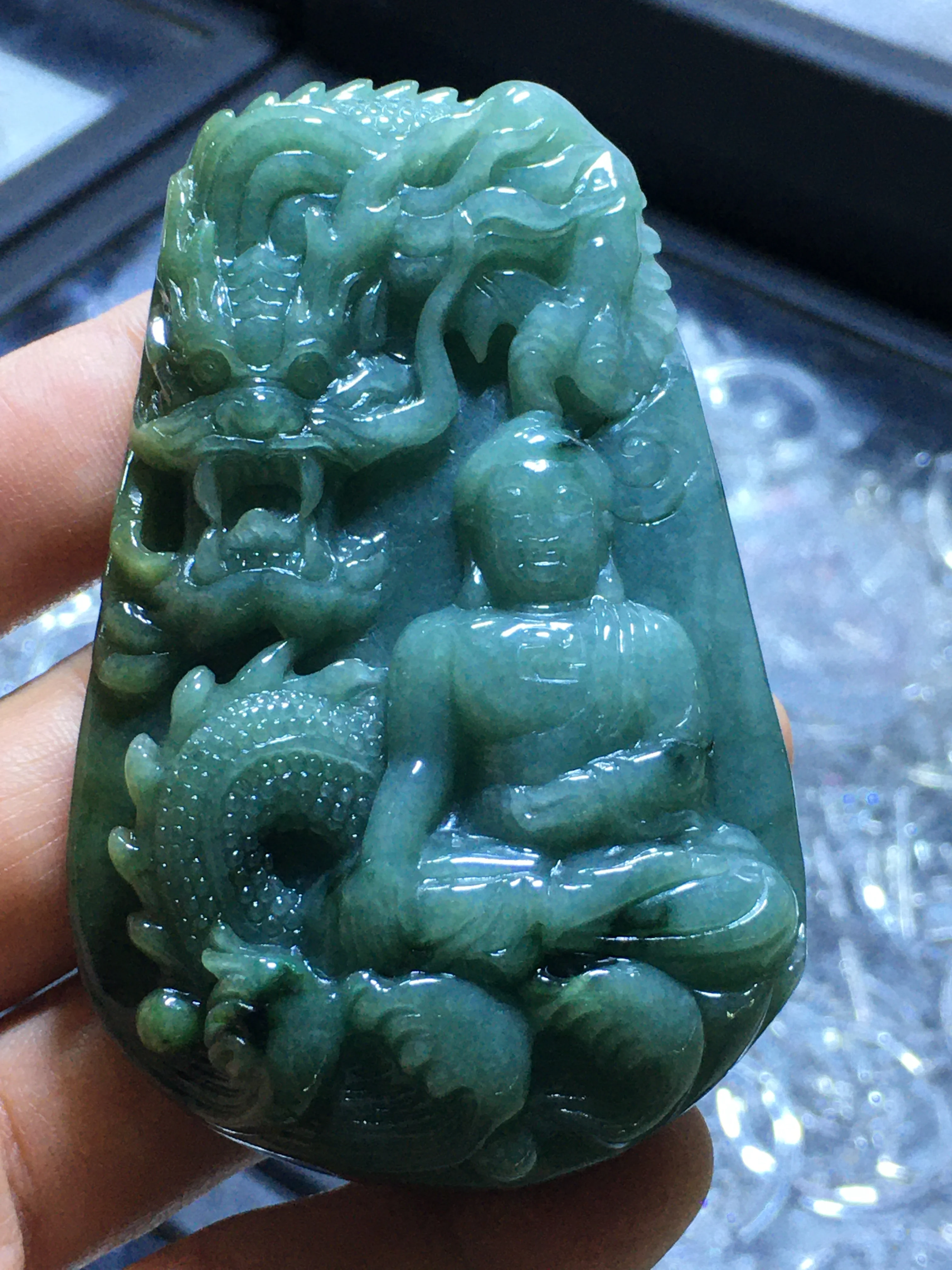 

Natural Myanmar jade A HandCarved guan yin Buddha jadeite jade yellow jade pendant jade necklace jewelry necklaces