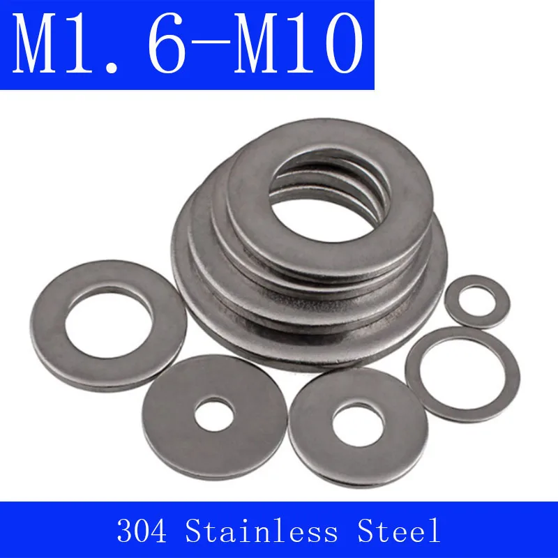 M1.6 M2 M2.5 M3 M4 M5 M6 M8 M10 304 Stainless Steel Flat Plain Washers DIN 125