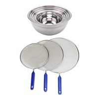 5 pcs stainless steel salad bowl with lid food mixing bowl 3 pcs grease splatter screen cookingstainless steel guard