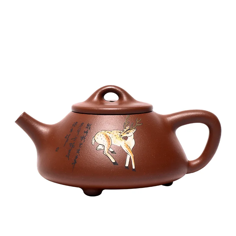 

Yixing raw ore bottom trough clear purple clay teapot master pure hand painted tea set rich longevity ziye shipao teapot