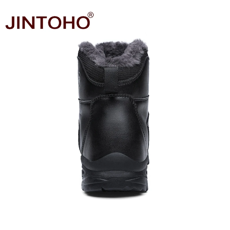 Мужские зимние кроссовки JINTOHO Мужская походная обувь кожаные спортивные мужские