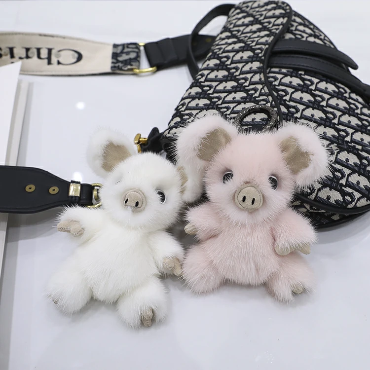 Новинка 2019 милый брелок с дизайном Поросёнок держатель для ключей из меха норки и