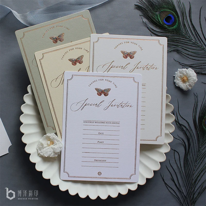 

Butterfly Bronzing Painted Universal Business Office Wedding Handwritten Invitation Invitation Letter Envelope Invitation Card