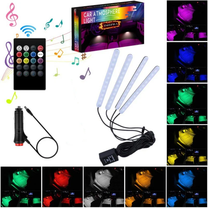 Автомобильный атмосферный светильник ножной USB/сигаретный er с дистанционным