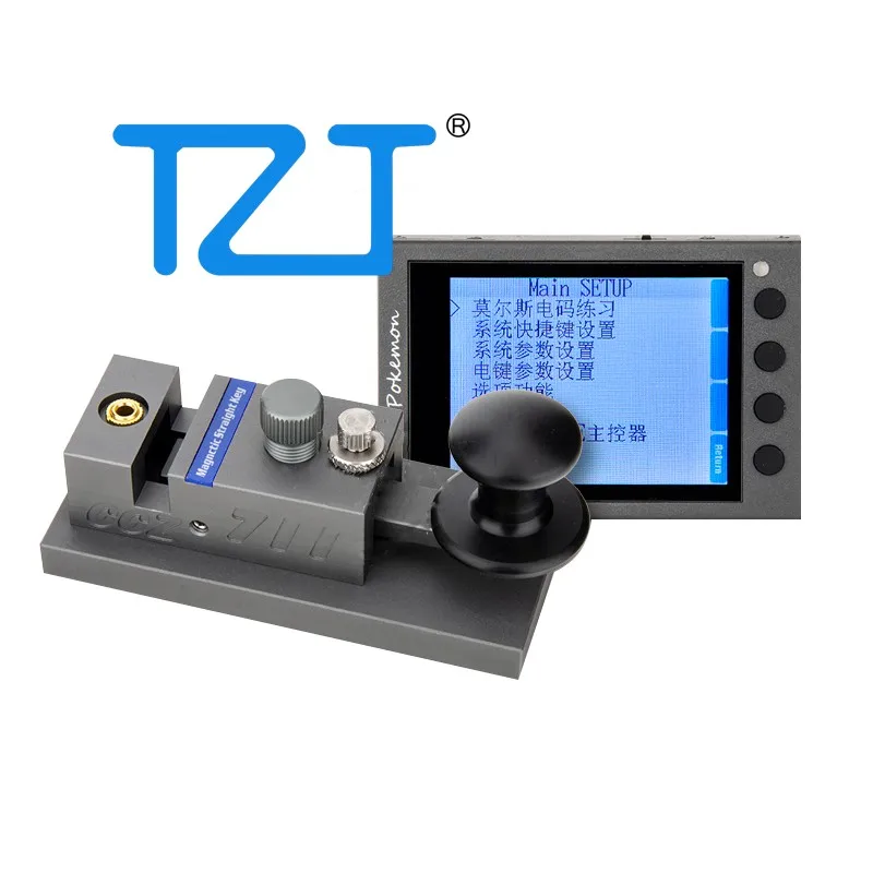 

TZT CCZ 711 Second Generation CW Key Magnetic Straight Key + PRO CW Trainer 2.8" Screen For Ham Radio