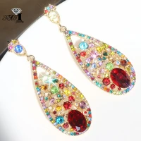 yayi jewelry multi glass flower dangle women ancient gold color wear ear band tassel wedding stud drop hoop clip earrings