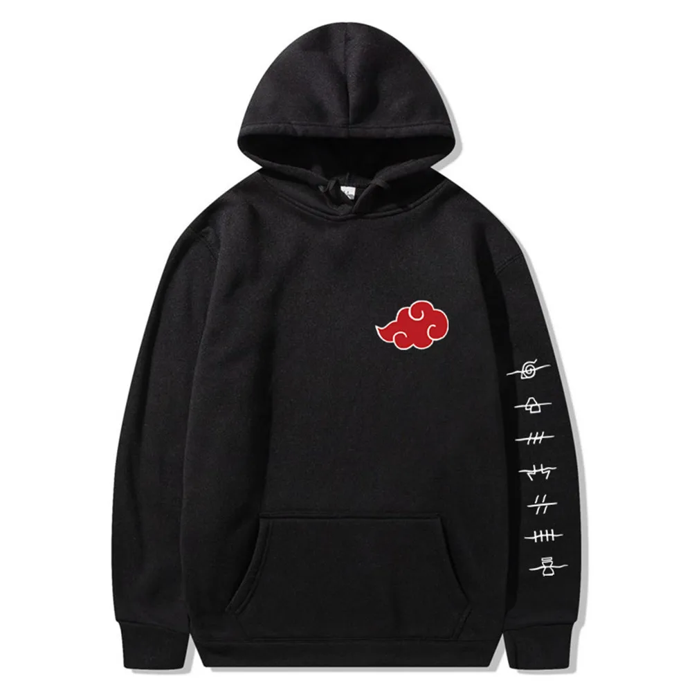 

Худи с японским аниме Акацуки и облачными символами, свитшот, уличная одежда, мужская и женская зимняя флисовая толстовка большого размера, ...