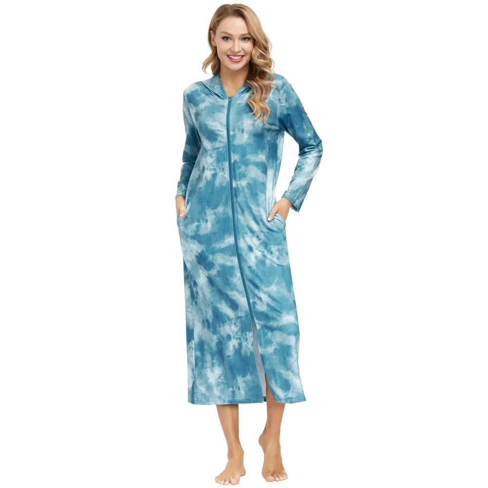 

New Fashion Ladies High Neck Long Sleeve Casual Hoodies Sweatshirt Maxi Dress