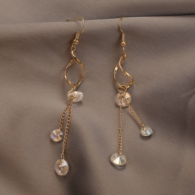 

Korea Fashion Earrings For Women Stainless Steel Heart Geometry Round Long Tassels Pendants Pearl Earrings Jewelry Gifts