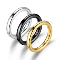 titanium steel ring goldblack color anti allergy smooth simple 3mm wedding couples rings bijouterie for man or woman gift