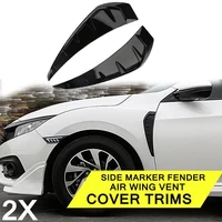 100 brand new and high quality abs plastic gloss black side fender vent air wing cover trim for honda civic 2016 2017 2018