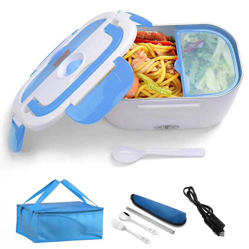 

1.5L Portable Electric Heating Lunch Box 12V 24V 110V Food Storage Warmer Container Stainless Steel Car Home Heater Bento Boxs
