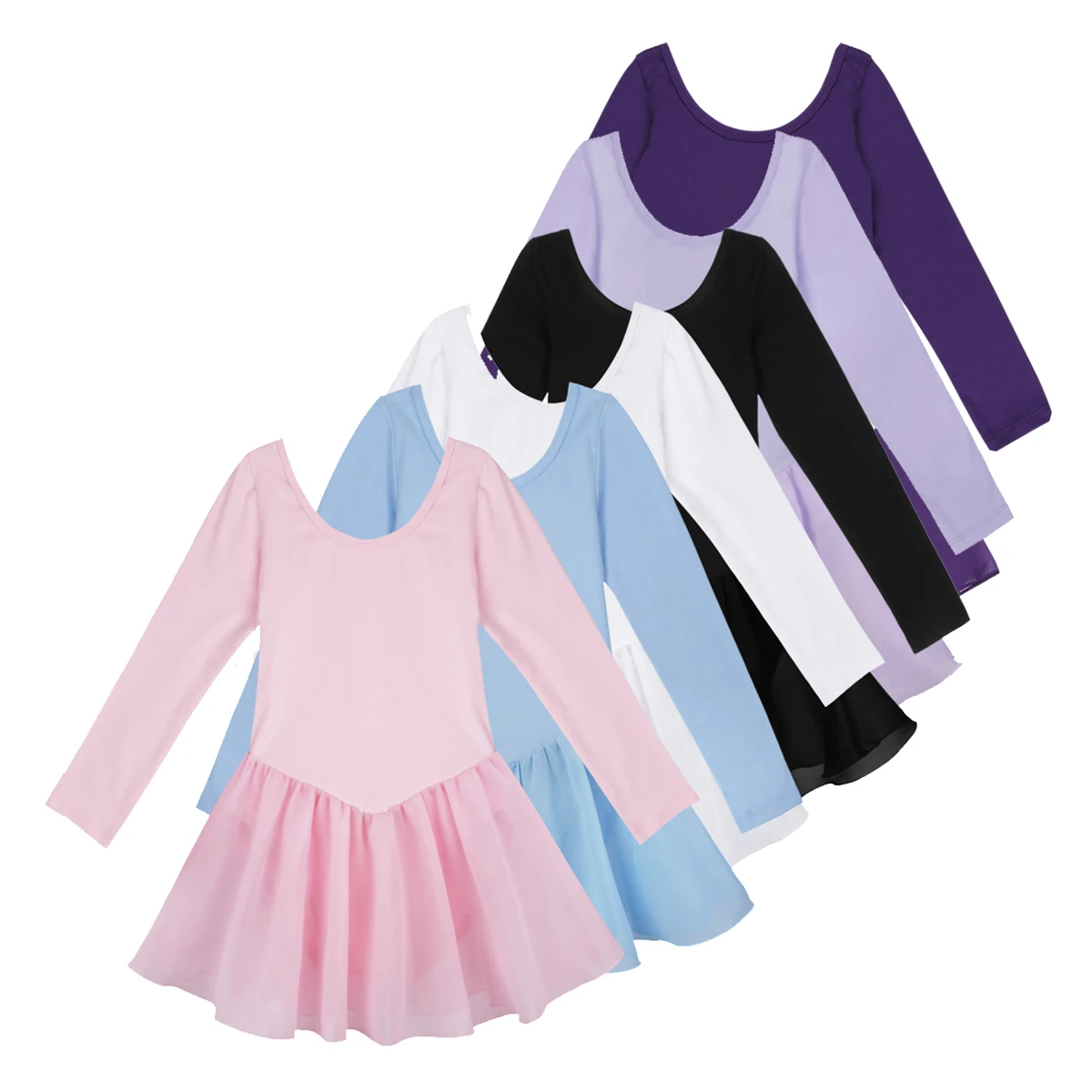 

Teen Girls Long Sleeve Ballet Dancer Leotard Tutu Dress Princess Gymnastics Dancing Wear Performance Dance Costumes Clothes