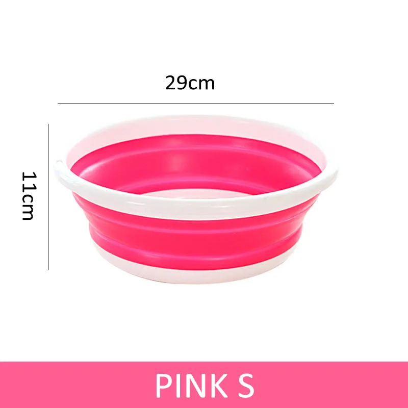 pink S Экономия пространства 1 шт. автомобильный моющий инструмент портативный складной бассейн складное ведро Овощной фруктовый таз большой емкости - Цвет: pink S