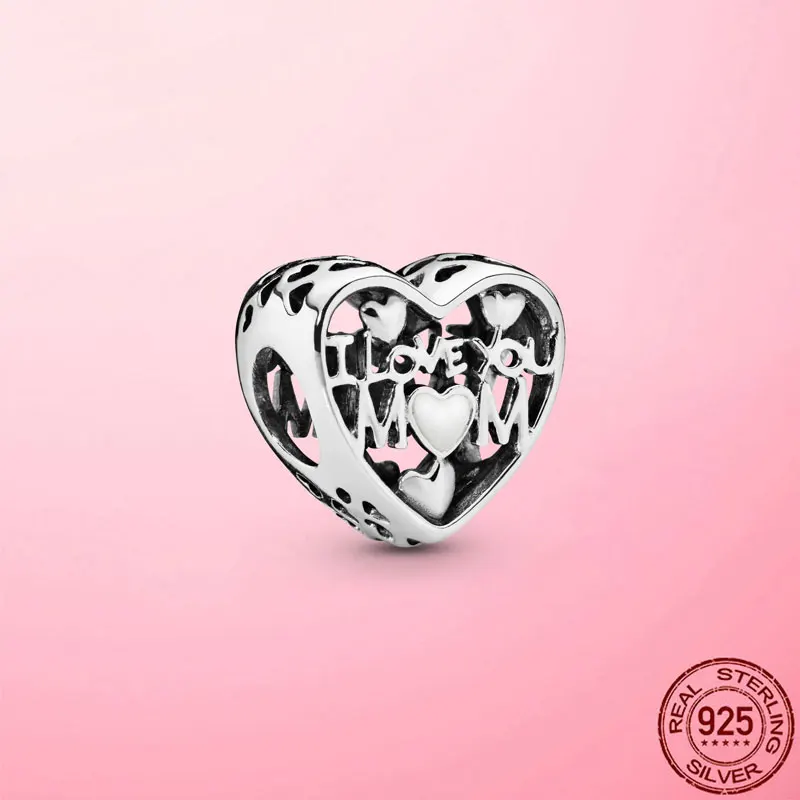 Подарок для мамы 925 пробы серебра с надписью &quotЯ люблю тебя мама/I Love You сердце