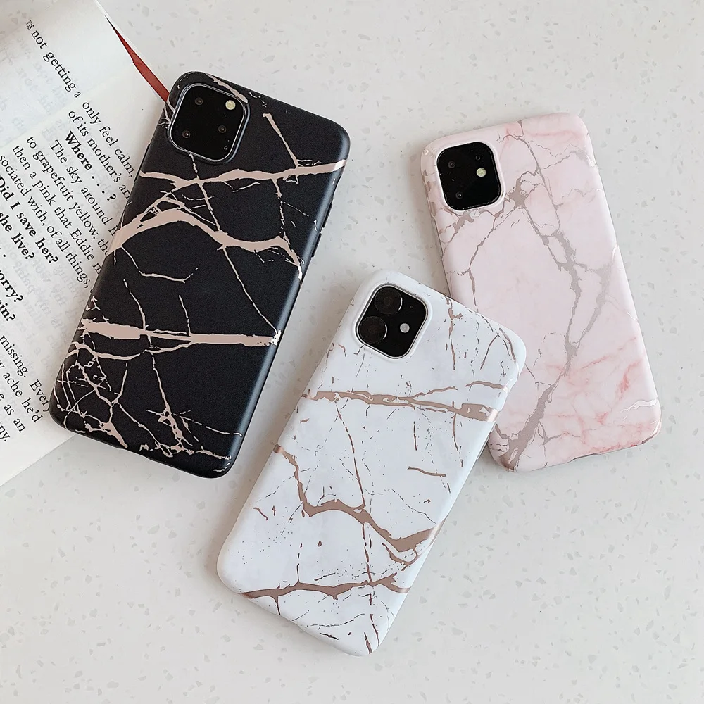 Роскошный чехол из розового золота и фольги для iPhone 8 7 6 6S Plus мраморный XS Max X XR