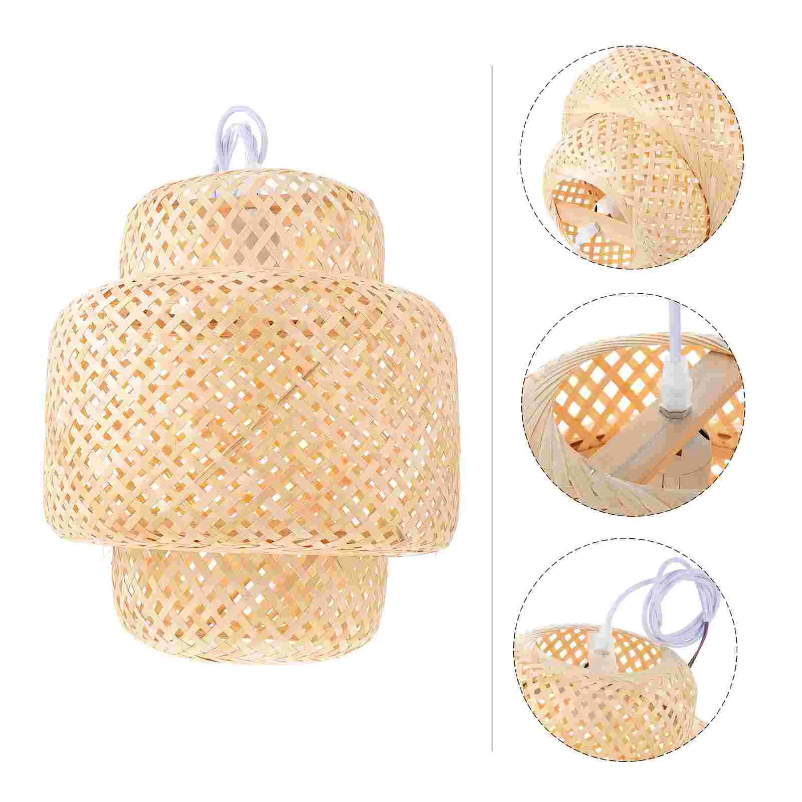 

1Pc Bamboo Woven Ceiling Light Natural Light Pendant Restaurant Home Lamp