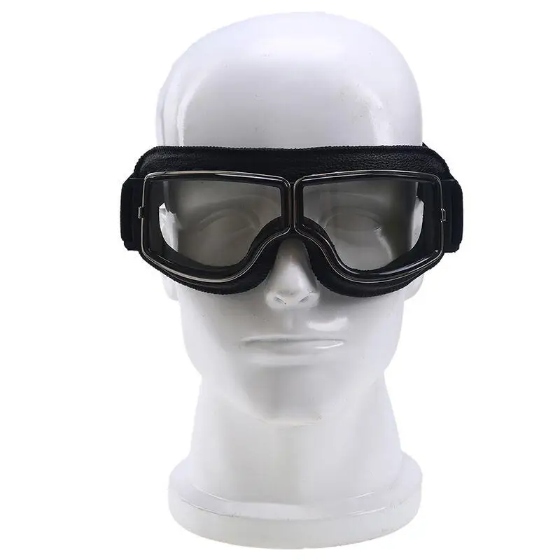 

Leather Vintage Scooter Goggles Pilot Ski Sunglasses Helmet Eyewear