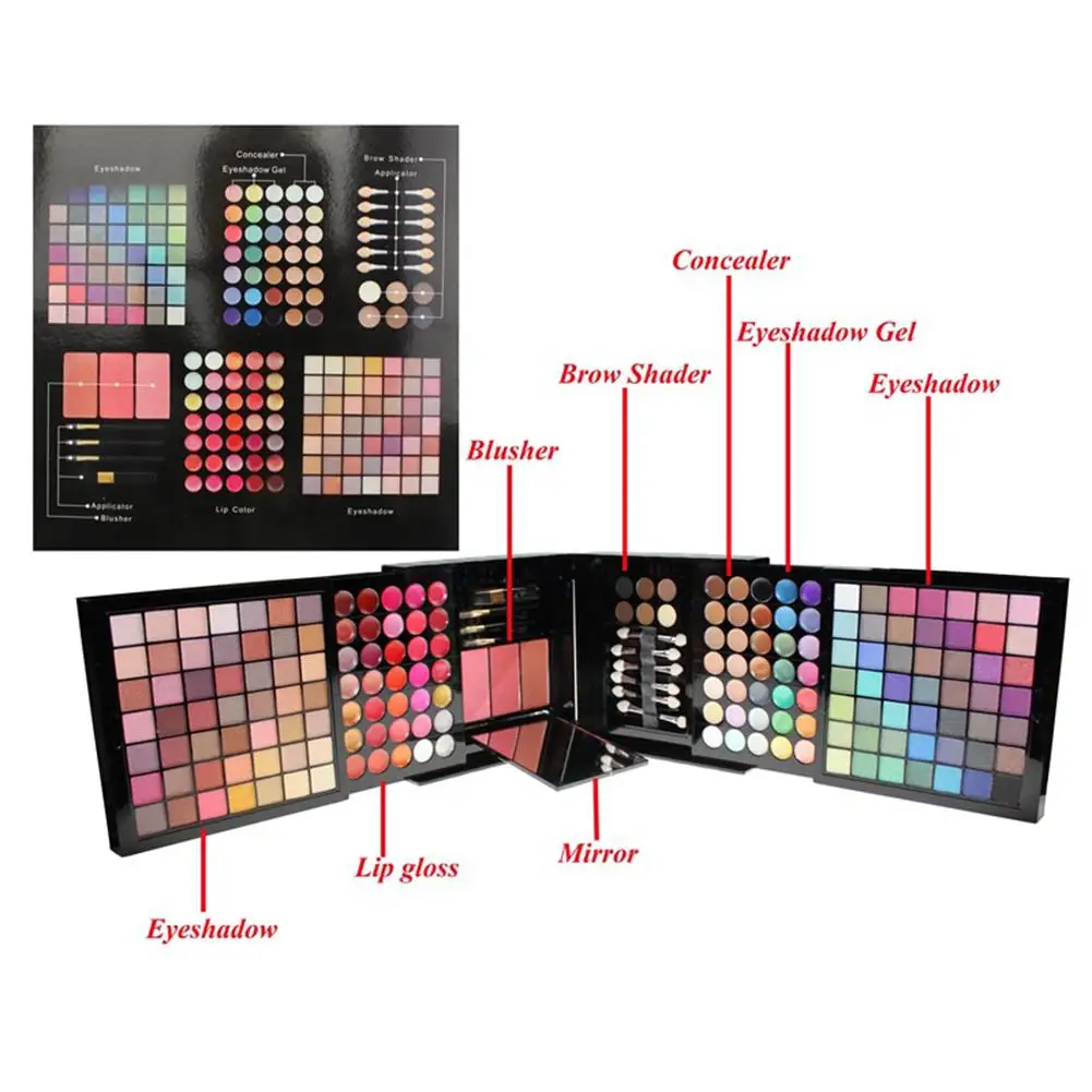 Makeup Set 177 Colors Eyeshadow Palette 98 Eye Shadow + 35 Lip Gloss 3 Blush +14 Concealer Brush Cosmeties | Красота и здоровье
