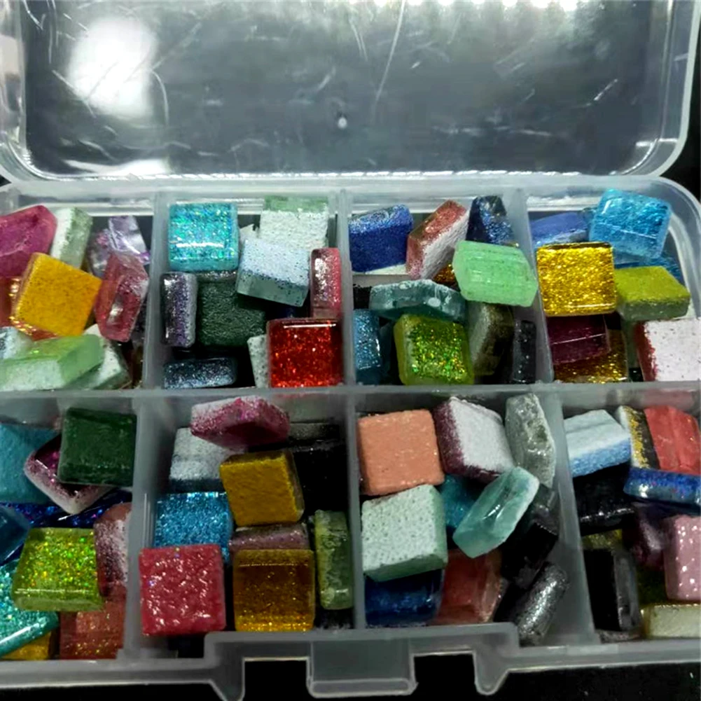 500Pcs 1x1cm Ceramic Mix-color Square Glitter DIY Craft Mosaic Tiles Home Decor Mixed Color 1CM Crystal Glass | Дом и сад