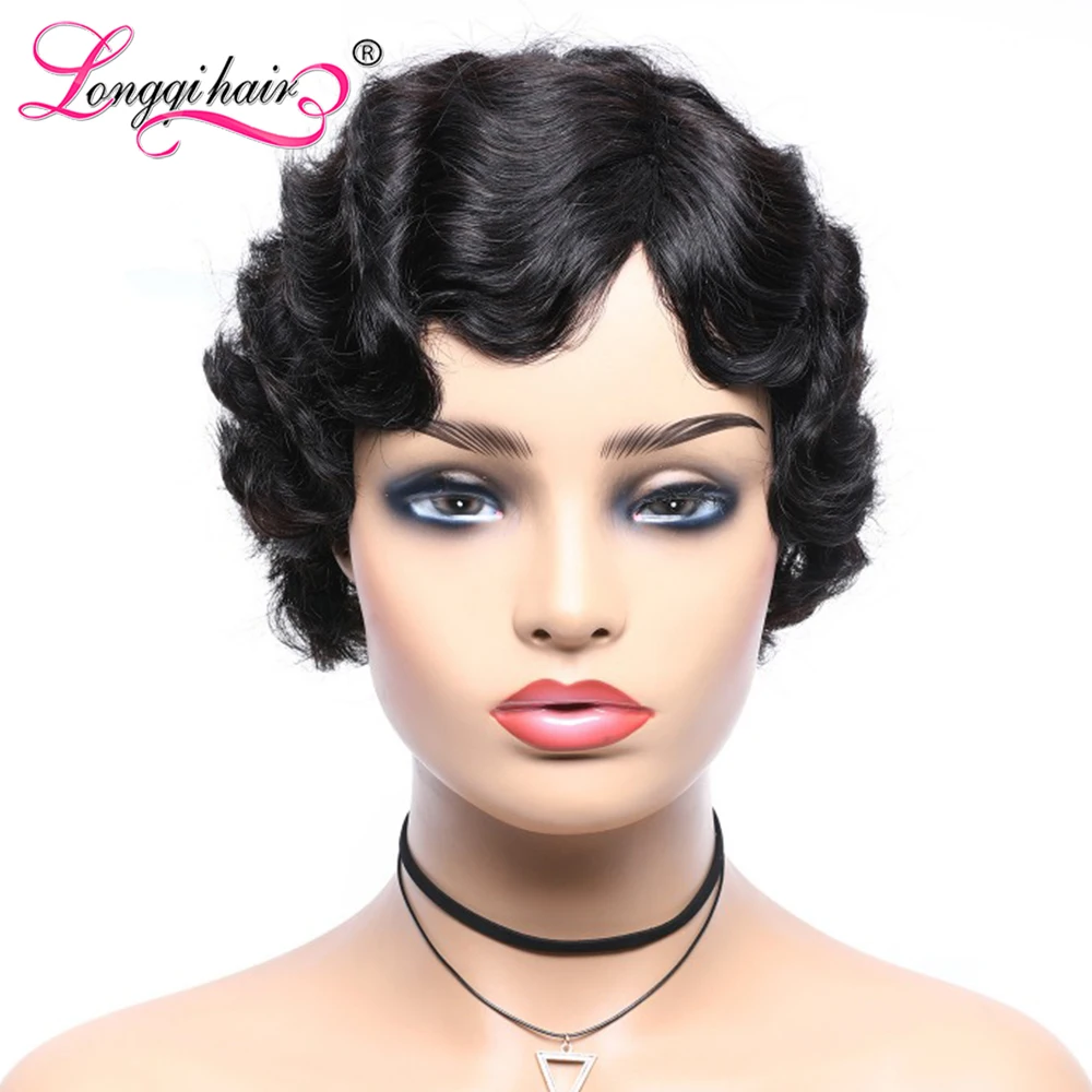 Волнистые волосы Longqi парик длиной 8 дюймов короткий натурального цвета парики из