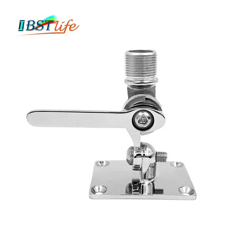 

Stainless Steel Marine VHF Antenna Mount Dual Axis Heavy Duty Ratchet Mount Adjustable Base Mount for Boats Rowing Accessories