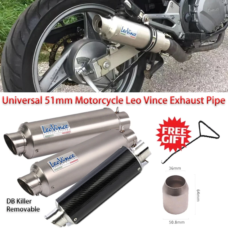 

Universal Leovince Motorcycle Exhaust Pipe E-Mark With DB Killer Scooter Muffler Moto Escape For Ninja400 Mt09 PCX125 Nmax R6