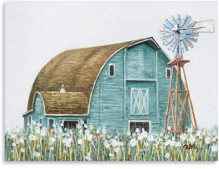 Деревенский старинный сарай холст картина маслом настенное искусство