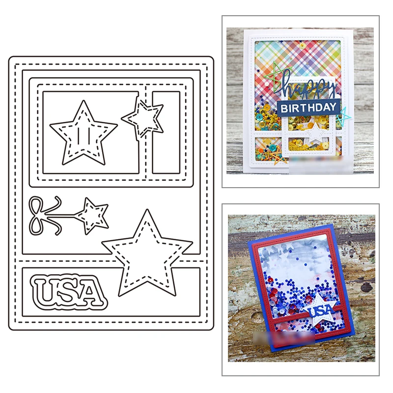

2021 New Rectangle Frame Metal Cutting Dies For Mould Cut Craft Making Star Background Card Paper Scrapbooking DIY No Stamps Set